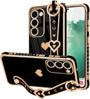 For Samsung Galaxy S26 Ultra Case Cute Love - Heart Plating Strap for Women Girls Bling Silicone Camera Protection Bumper Shockproof Phone Case for Samsung Galaxy S26 Ultra 5G - Dark Purple