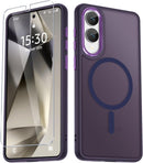 For Samsung Galaxy S26 Ultra Case, Matte Magnetic Phone Cover [2026 Upgraded] with 1 Screen Protector, Support for Magsafe, Shockproof Military Protection, Translucent Frosted Back, Purple