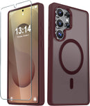For Samsung Galaxy S26 Ultra Case, Matte Magnetic Phone Cover [2026 Upgraded] with 1 Screen Protector, Support for Magsafe, Shockproof Military Protection, Translucent Frosted Back, Purple