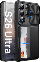 for Samsung Galaxy S26 Ultra Case Wallet, Built - In Card Holder (4 Cards) [RFID Blocking] & Slide Camera Protective Cover, Heavy Duty Phone Cover for Samsung Galaxy S26 Ultra 6.9", Dark Purple