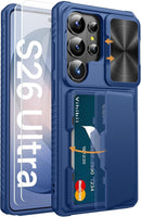 for Samsung Galaxy S26 Ultra Case Wallet, Built - In Card Holder (4 Cards) [RFID Blocking] & Slide Camera Protective Cover, Heavy Duty Phone Cover for Samsung Galaxy S26 Ultra 6.9", Dark Purple