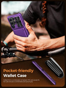 for Samsung Galaxy S26 Ultra Case Wallet, Built - In Card Holder (4 Cards) [RFID Blocking] & Slide Camera Protective Cover, Heavy Duty Phone Cover for Samsung Galaxy S26 Ultra 6.9", Dark Purple