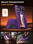 for Samsung Galaxy S26 Ultra Case Wallet, Built - In Card Holder (4 Cards) [RFID Blocking] & Slide Camera Protective Cover, Heavy Duty Phone Cover for Samsung Galaxy S26 Ultra 6.9", Dark Purple