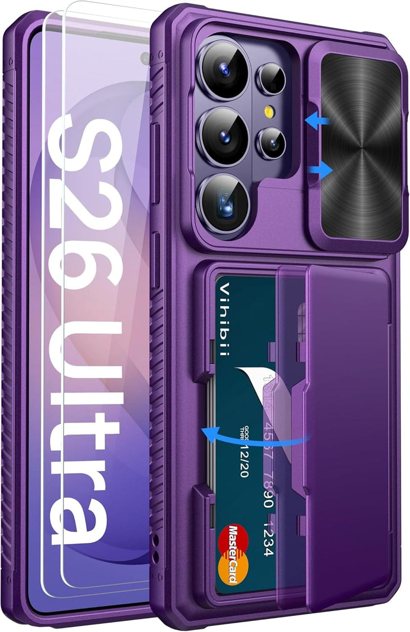 Samsung Galaxy S26 ultra コバルトバイオレットケース付き Galaxy S26 Ultra RFID Wallet Case - Sliding Camera Cover