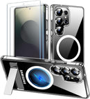 for Samsung Galaxy S26 Ultra Case with Magnetic,[Compatible with Magsafe][12Ft Military Dropproof][2*Screen Protector] Translucent Anti - Slip Back Slim Shockproof Case for S26 Ultra - Black
