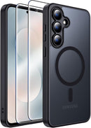 for Samsung Galaxy S26 Ultra Case with Magnetic,[Compatible with Magsafe][12Ft Military Dropproof][2*Screen Protector] Translucent Anti - Slip Back Slim Shockproof Case for S26 Ultra - Black