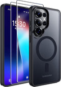for Samsung Galaxy S26 Ultra Case with Magnetic,[Compatible with Magsafe][12Ft Military Dropproof][2*Screen Protector] Translucent Anti - Slip Back Slim Shockproof Case for S26 Ultra - Black