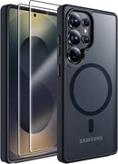 for Samsung Galaxy S26 Ultra Case with Magnetic,[Compatible with Magsafe][12Ft Military Dropproof][2*Screen Protector] Translucent Anti - Slip Back Slim Shockproof Case for S26 Ultra - Black