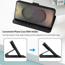 For Samsung Galaxy S26 Ultra Wallet Case with Screen Protector Tempered Glass, with Credit Holder Card Slots Magnetic Closure Protective Phone Cover for Samsung S26 Ultra 5G - Black