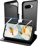 For Samsung Galaxy S26 Ultra Wallet Case with Screen Protector Tempered Glass, with Credit Holder Card Slots Magnetic Closure Protective Phone Cover for Samsung S26 Ultra 5G - Black