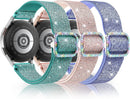 for Samsung Galaxy Watch Bands for Women, Bling Stretchy Nylon Strap Designed for Samsung Galaxy Watch 8/7/6/5/4/FE, Active 2 – Soft, Breathable, Adjustable, Glitter Elastic Wristband