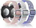 for Samsung Galaxy Watch Bands for Women, Bling Stretchy Nylon Strap Designed for Samsung Galaxy Watch 8/7/6/5/4/FE, Active 2 – Soft, Breathable, Adjustable, Glitter Elastic Wristband