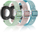 for Samsung Galaxy Watch Bands for Women, Bling Stretchy Nylon Strap Designed for Samsung Galaxy Watch 8/7/6/5/4/FE, Active 2 – Soft, Breathable, Adjustable, Glitter Elastic Wristband