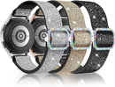 for Samsung Galaxy Watch Bands for Women, Bling Stretchy Nylon Strap Designed for Samsung Galaxy Watch 8/7/6/5/4/FE, Active 2 – Soft, Breathable, Adjustable, Glitter Elastic Wristband