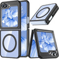 for Samsung Galaxy Z Flip 7 Case,Z Flip 7 Case [Built - In Screen Protector] [Compatible with Magsafe] Transparent Magnetic Shockproof Clear Back Slim Fit Protective Rugged Phone Cover(Clear)