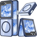 for Samsung Galaxy Z Flip 7 Case,Z Flip 7 Case [Built - In Screen Protector] [Compatible with Magsafe] Transparent Magnetic Shockproof Clear Back Slim Fit Protective Rugged Phone Cover(Clear)