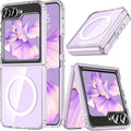 for Samsung Galaxy Z Flip 7 Case,Z Flip 7 Case [Built - In Screen Protector] [Compatible with Magsafe] Transparent Magnetic Shockproof Clear Back Slim Fit Protective Rugged Phone Cover(Clear)