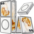 for Samsung Galaxy Z Flip 7 Case,Z Flip 7 Case [Built - In Screen Protector] [Compatible with Magsafe] Transparent Magnetic Shockproof Clear Back Slim Fit Protective Rugged Phone Cover(Clear)