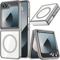 for Samsung Galaxy Z Flip 7 Case,Z Flip 7 Case [Built - In Screen Protector] [Compatible with Magsafe] Transparent Magnetic Shockproof Clear Back Slim Fit Protective Rugged Phone Cover(Clear)