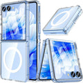 for Samsung Galaxy Z Flip 7 Case,Z Flip 7 Case [Built - In Screen Protector] [Compatible with Magsafe] Transparent Magnetic Shockproof Clear Back Slim Fit Protective Rugged Phone Cover(Clear)