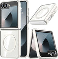 for Samsung Galaxy Z Flip 7 Case,Z Flip 7 Case [Built - In Screen Protector] [Compatible with Magsafe] Transparent Magnetic Shockproof Clear Back Slim Fit Protective Rugged Phone Cover(Clear)