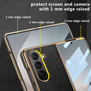 For Samsung Galaxy Z Fold 6 Case [Electroplated Frame] Leather Back