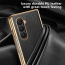 For Samsung Galaxy Z Fold 6 Case [Electroplated Frame] Leather Back