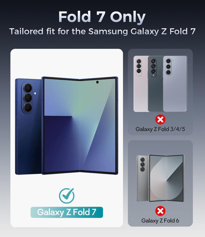 for Samsung Galaxy Z Fold 7 Case with Privacy Screen Protector, Kickstand & Hinge Protection – Rugged Hard 360° Full Body Protective Phone Cover Case for Z Fold 7 5G 2025 - Black