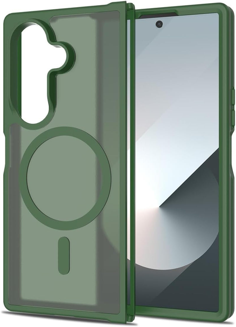 for Samsung Galaxy Z Fold7 (2025) Case Compatible with MagSafe Slim Thin Hard PC Translucent Frosted Rugged Drop - Proof Shockproof Protective Case for Samsung Galaxy Z Fold7 (2025) (Dark Green)