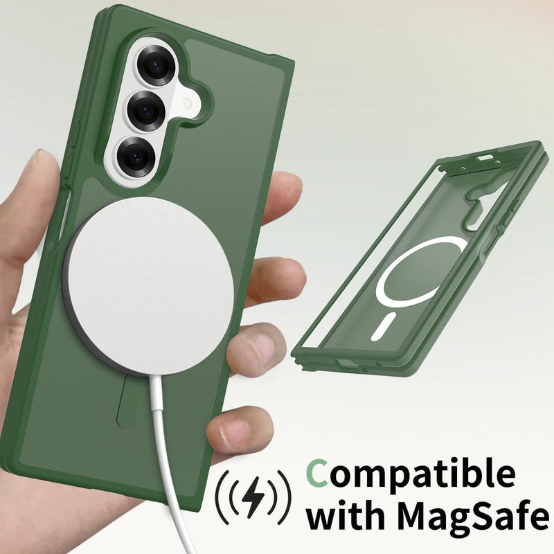 for Samsung Galaxy Z Fold7 (2025) Case Compatible with MagSafe Slim Thin Hard PC Translucent Frosted Rugged Drop - Proof Shockproof Protective Case for Samsung Galaxy Z Fold7 (2025) (Dark Green)