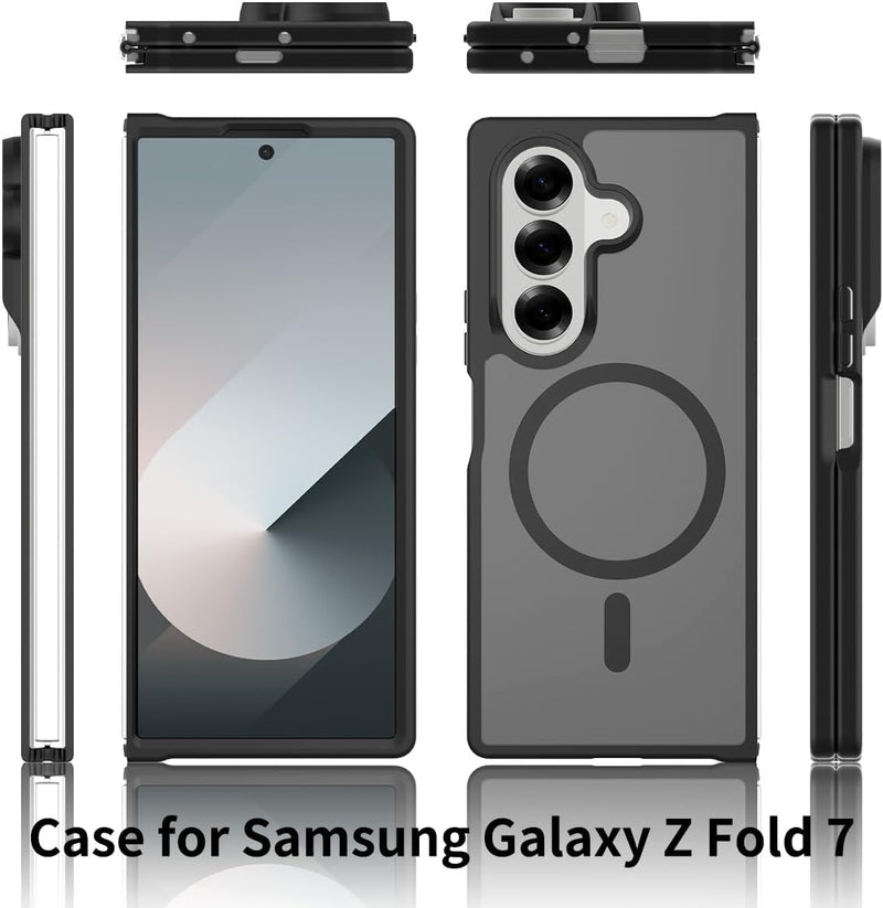 for Samsung Galaxy Z Fold7 (2025) Case Compatible with MagSafe Slim Thin Hard PC Translucent Frosted Rugged Drop - Proof Shockproof Protective Case for Samsung Galaxy Z Fold7 (2025) (Dark Green)