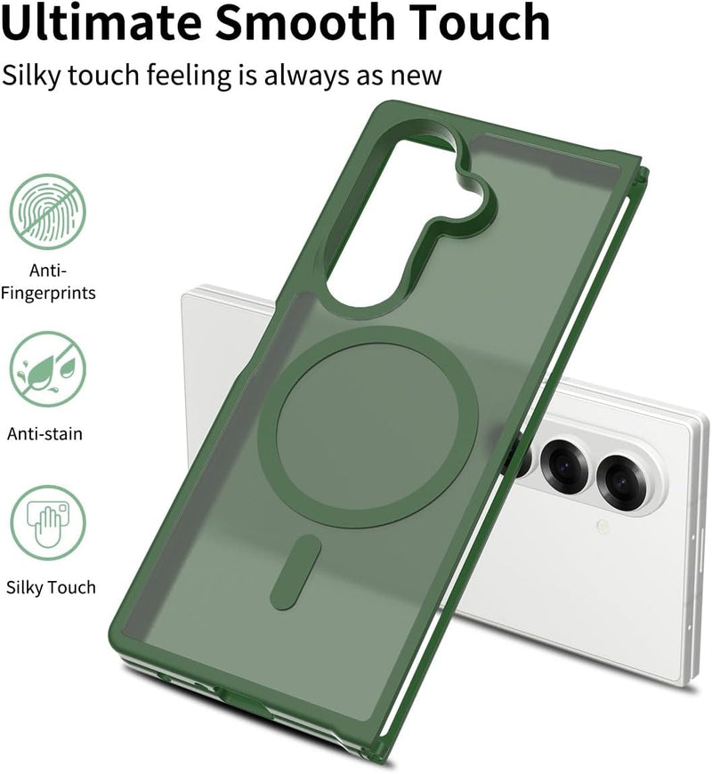 for Samsung Galaxy Z Fold7 (2025) Case Compatible with MagSafe Slim Thin Hard PC Translucent Frosted Rugged Drop - Proof Shockproof Protective Case for Samsung Galaxy Z Fold7 (2025) (Dark Green)