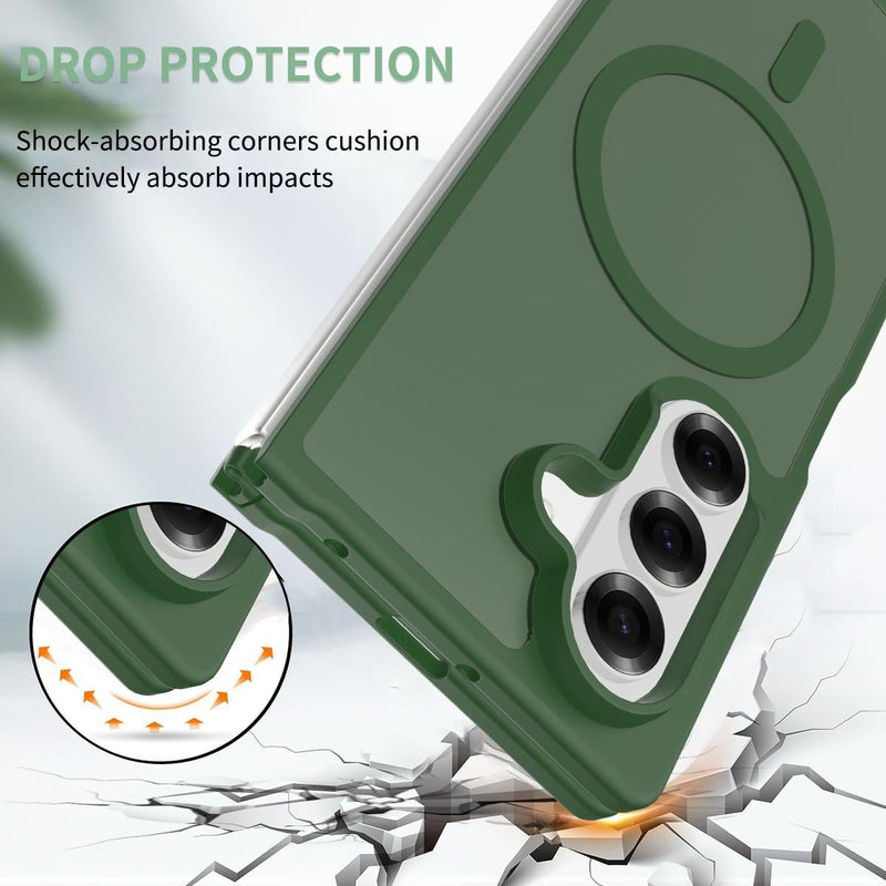 for Samsung Galaxy Z Fold7 (2025) Case Compatible with MagSafe Slim Thin Hard PC Translucent Frosted Rugged Drop - Proof Shockproof Protective Case for Samsung Galaxy Z Fold7 (2025) (Dark Green)