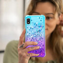 Galaxy A10E glitter case – quicksand teal purple shockproof design