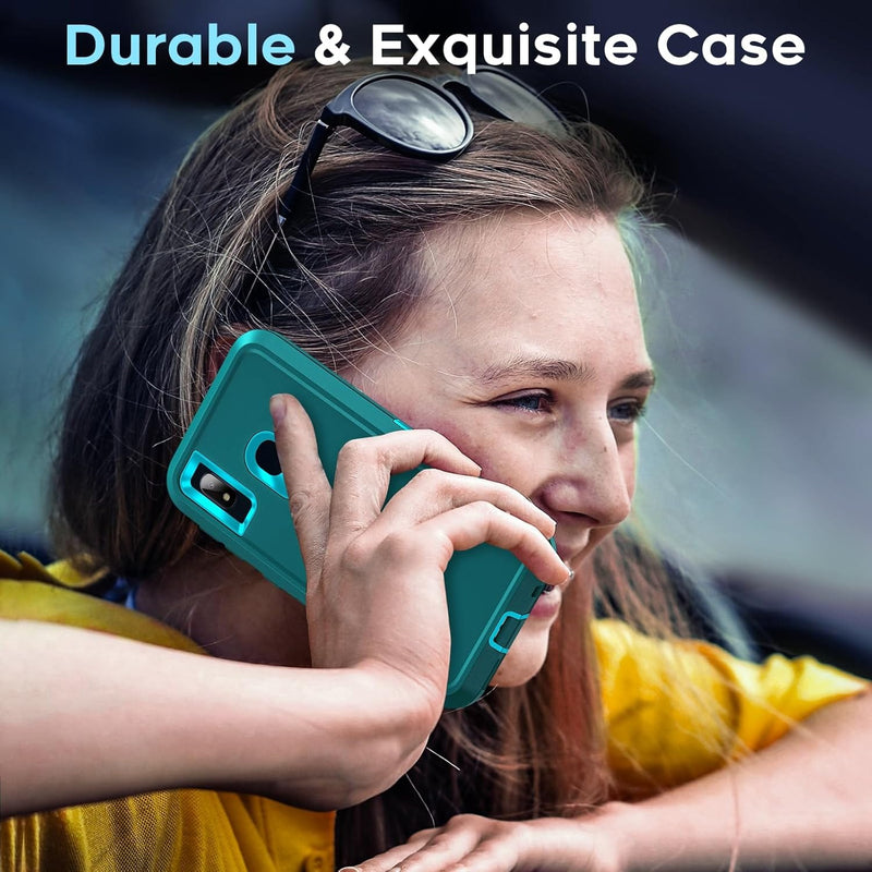 Galaxy A10E heavy duty case – teal rugged with screen protector