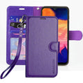Galaxy A10E wallet case – black leather flip with card slots