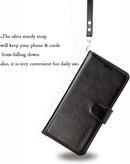 Galaxy A10E wallet case – black leather flip with card slots