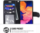 Galaxy A10E wallet case – black leather flip with card slots