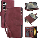 Galaxy S24 5G Wallet Premium PU Leather Zipper Folio RFID Blocking Protective Case