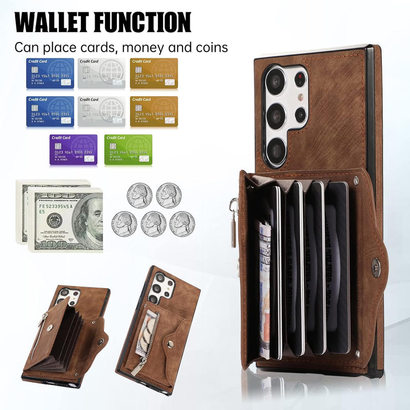 Galaxy S25 Ultra Credit Card Holder Leather Wallet Case Cover - Gorilla Cases