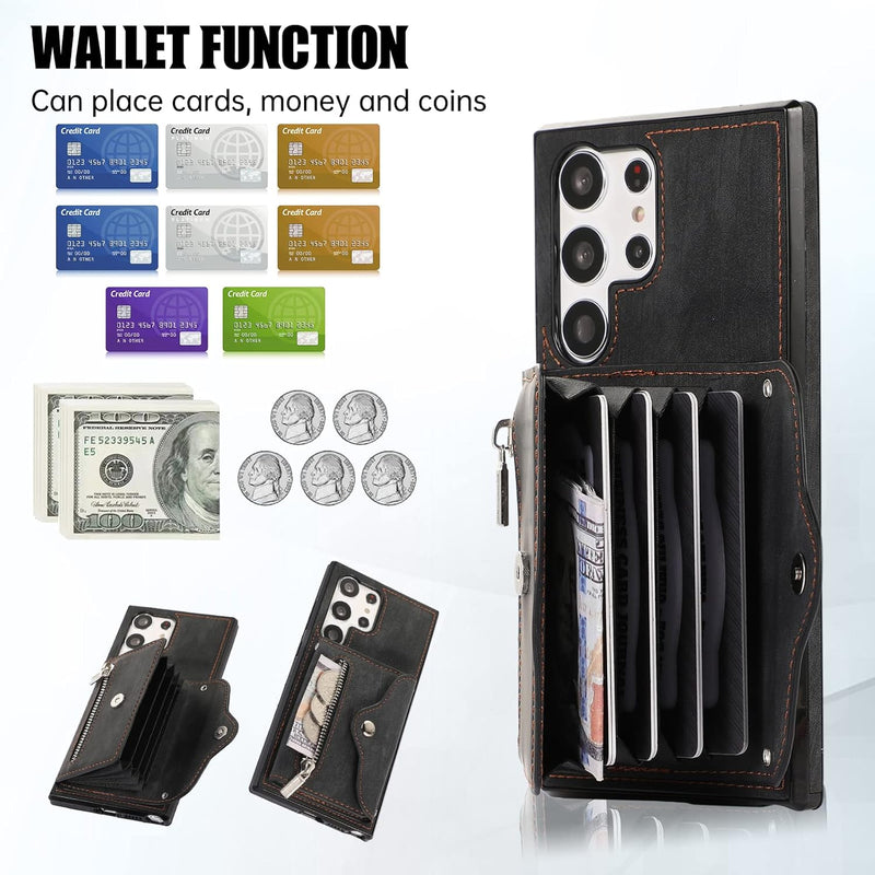 Galaxy S25 Ultra Credit Card Holder Leather Wallet Case Cover - Gorilla Cases