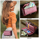 Galaxy S26 Leather Case Zipper 10 Card Slots Phone Cover with Straps