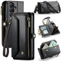 Galaxy S26 Leather Case Zipper 10 Card Slots Phone Cover with Straps
