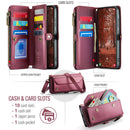 Galaxy S26 Leather Case Zipper 10 Card Slots Phone Cover with Straps