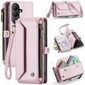 Galaxy S26 Leather Case Zipper 10 Card Slots Phone Cover with Straps