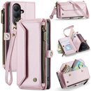 Galaxy S26 Leather Case Zipper 10 Card Slots Phone Cover with Straps
