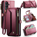 Galaxy S26 Leather Case Zipper 10 Card Slots Phone Cover with Straps