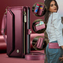 Galaxy S26 Leather Case Zipper 10 Card Slots Phone Cover with Straps