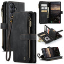 Galaxy S26 Phone Leather Case with Strap Zipper Multiple Card Holder