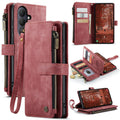Galaxy S26 Phone Leather Case with Strap Zipper Multiple Card Holder